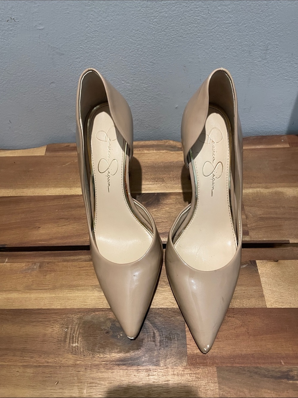 Jessica Simpson Beige Pointed-Toe D'Orsay Pumps